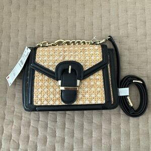 Zara Chain Handle Rattan Crossbody Bag